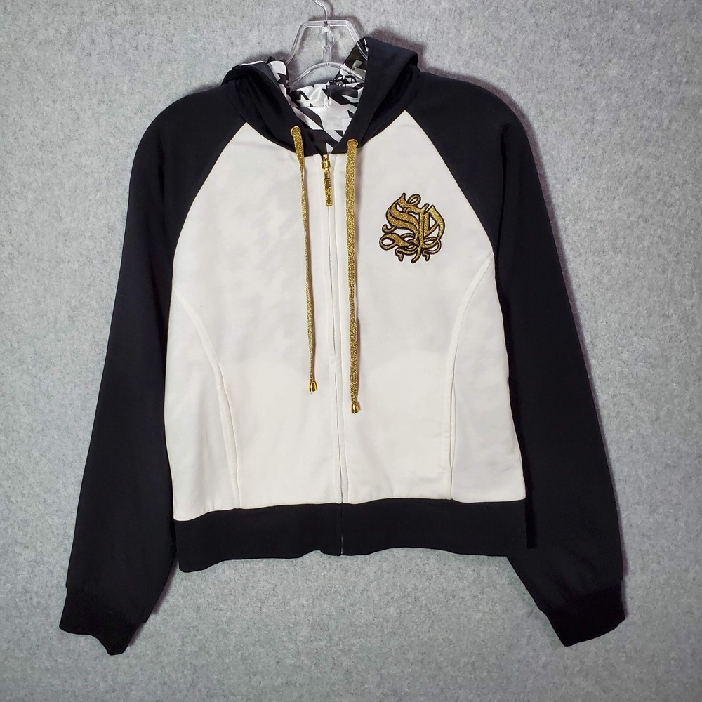 VINTAGE Southpole Women Sweatshirt XL White Hoodie Full Zip Reversible‎ Logo